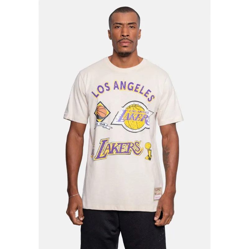 Camiseta Mitchell & Ness Especial Los Angeles Lakers Bege Claro Camiseta Mitchell & Ness Especial Bege Claro - P