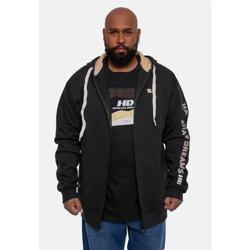 Moletom HD Canguru Aberto Plus Size Preto - Plus M