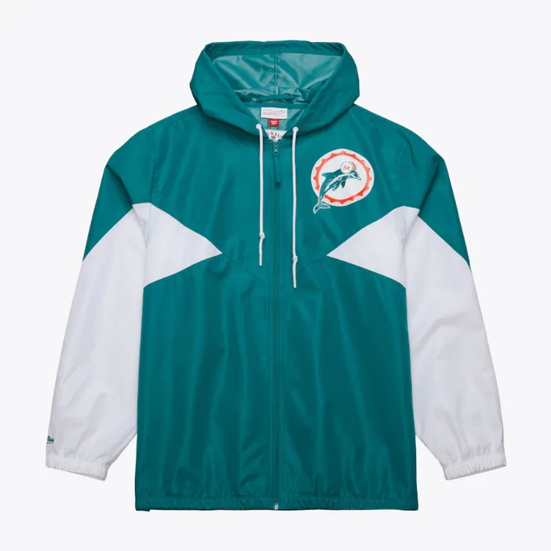 Jaqueta Mitchell & Ness NFL Ultimate Lightweight Windbreaker Vintage Logo Miami Dolphins Verde - 4XL