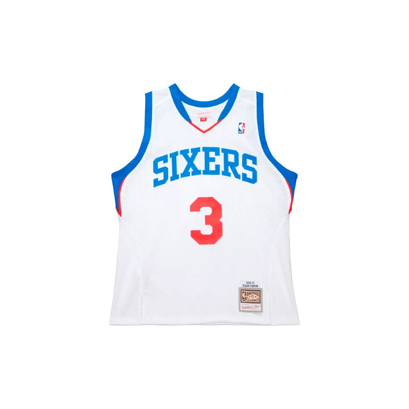 Regata Mitchell & Ness NBA White Swingman Jersey Philadelphia 76ers Allen Iverson 2009-10 Branca - L
