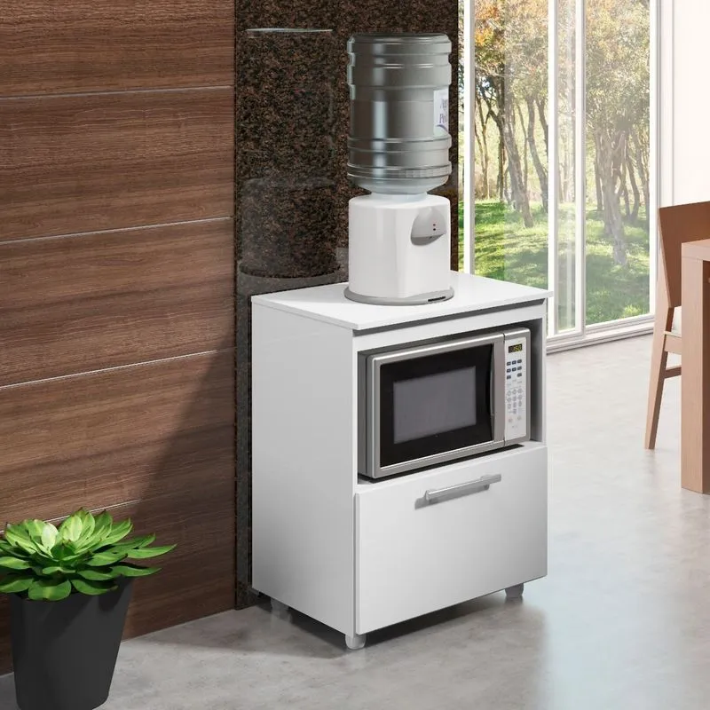 Balcão para Micro-ondas 1 Porta Multiuso Multimóveis Branco Brilho