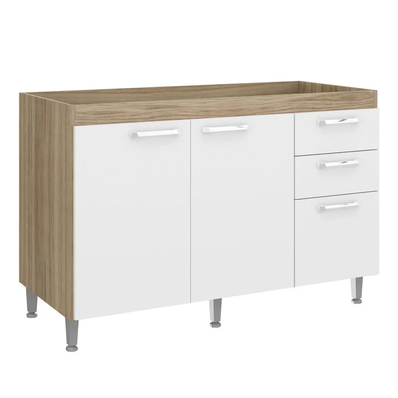 Balcão de 1,20m sem Tampo 5026 Toscana Multimóveis Argila/Branco