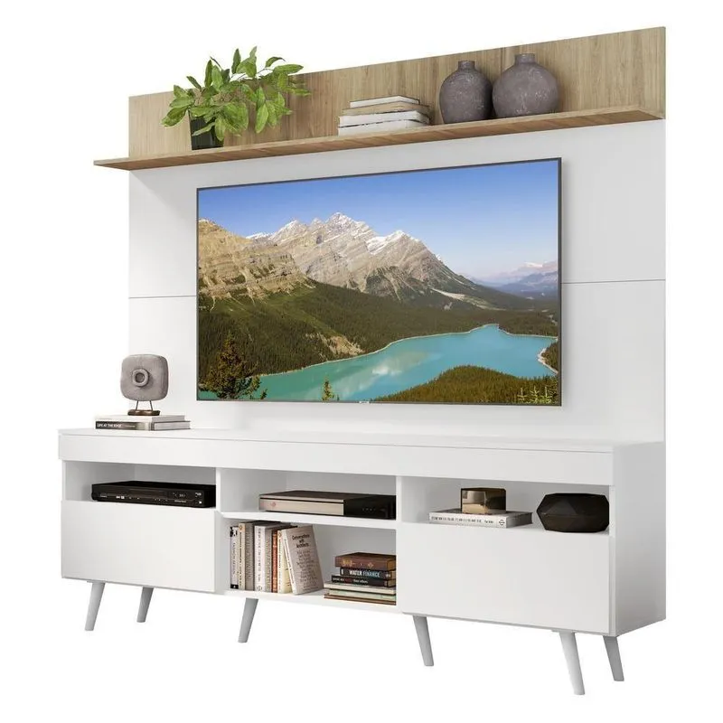 Rack Com Painel Tv 65 Com Prateleira e Pés Retrô