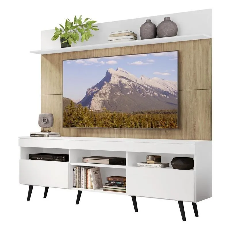 Rack Com Painel Tv 65 Com Prateleira e Pés Retrô
