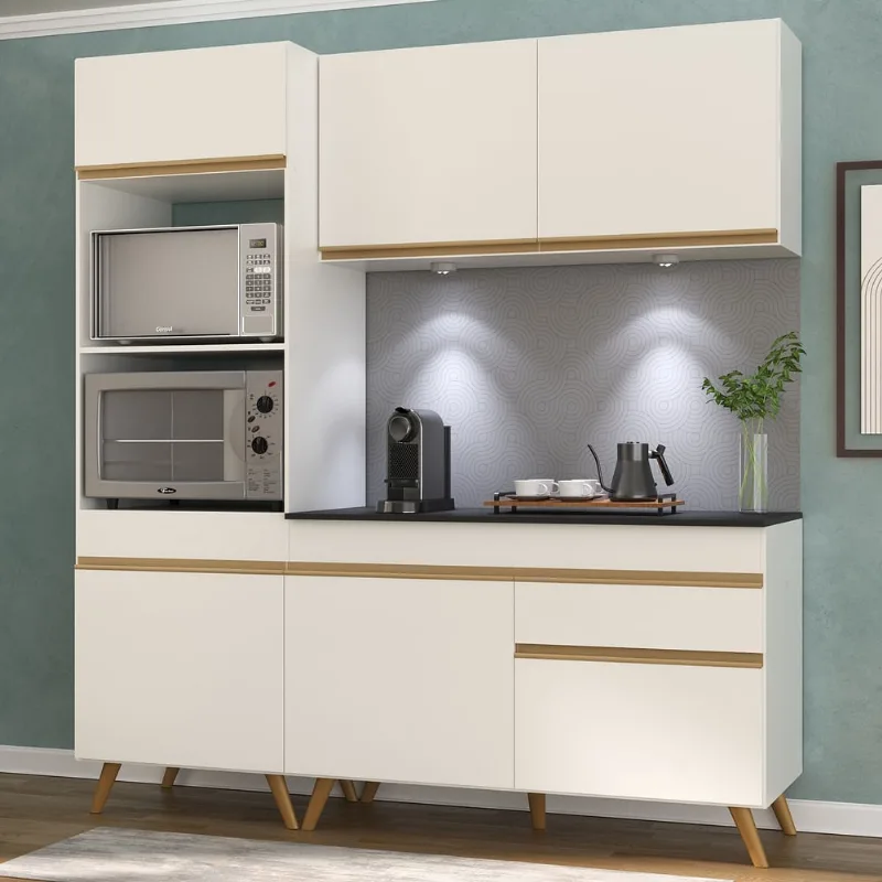 Armário de Cozinha Compacta 3 peças com Leds MP2019 Veneza Up Multimóveis Branca - Multimóveis