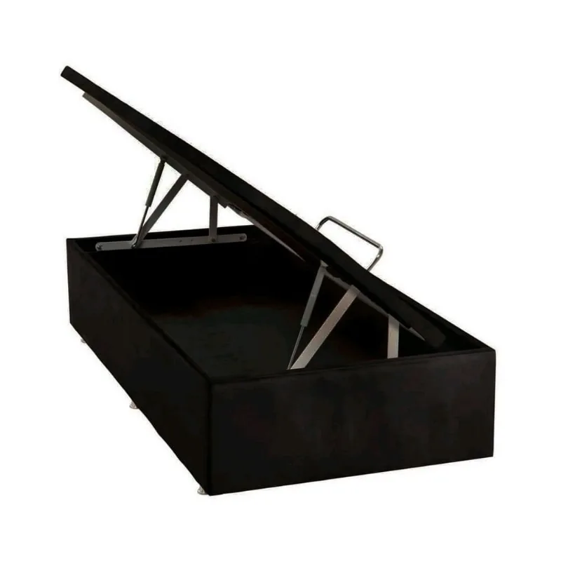 Base Baú Physical Camurça Preto Solteiro (88x188x39) - Ortobom - Multimóveis