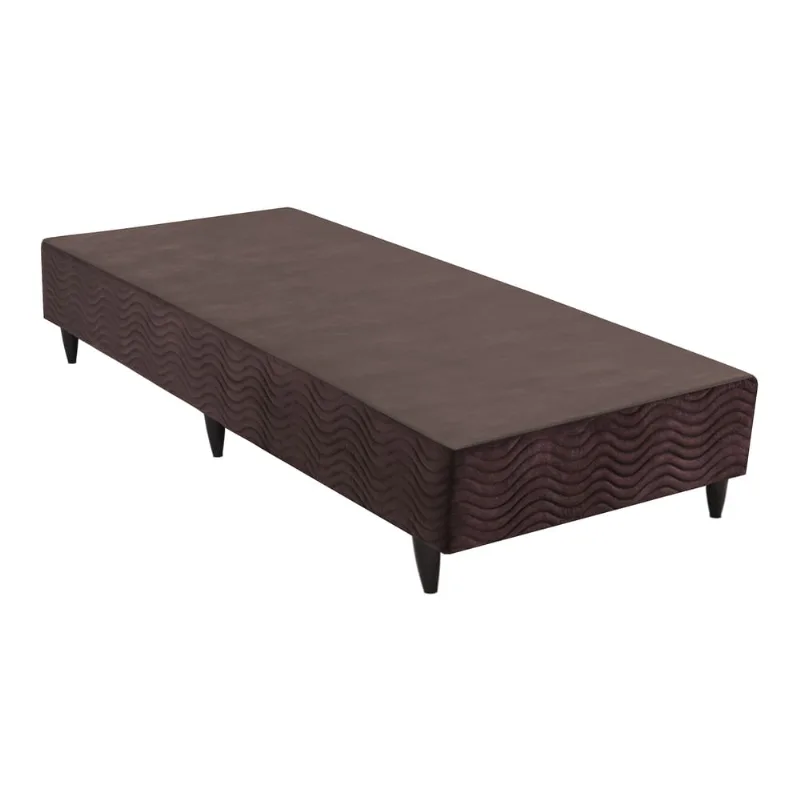 Base Sommier Camurça Marrom Solteiro (88x188x23) - Revestida em Camurça - Ortobom - Multimóveis