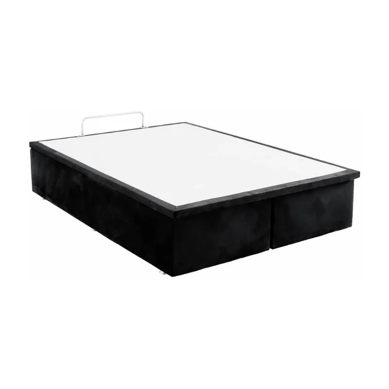 Base Baú Camurça Preto Casal (138x188x39) - Ortobom - Multimóveis