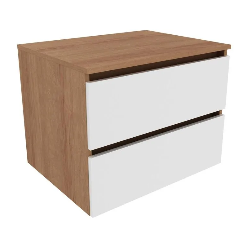 Gabinete Banheiro 2 Gavetas 60cm Suspenso Multimóveis CR10087 Amêndoa/Branco