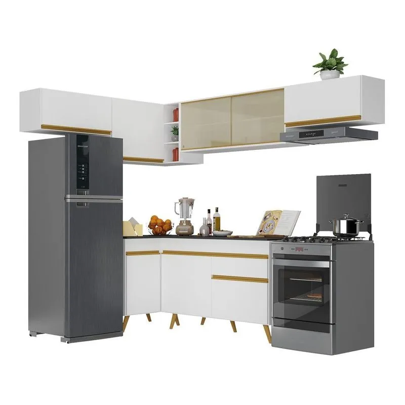 Armário de Cozinha Completa de Canto Veneza Multimóveis V2060 Branco