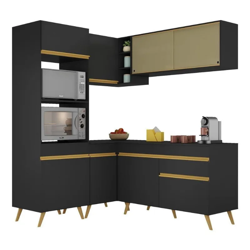 Armário De Cozinha Completa De Canto V263 Dourado
