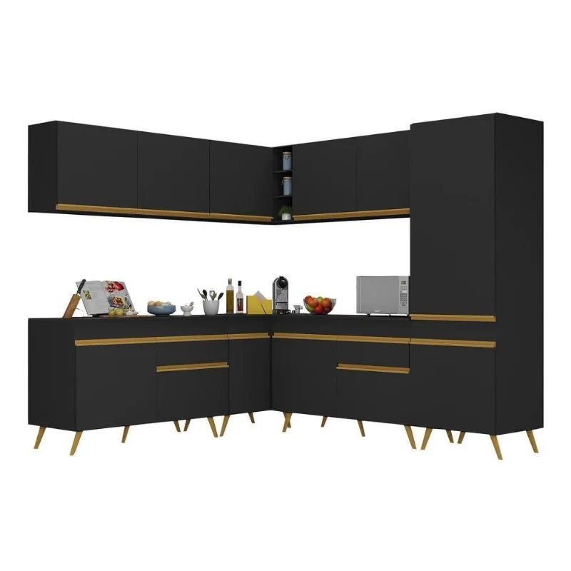 Armário De Cozinha Completa De Canto V266 Dourado