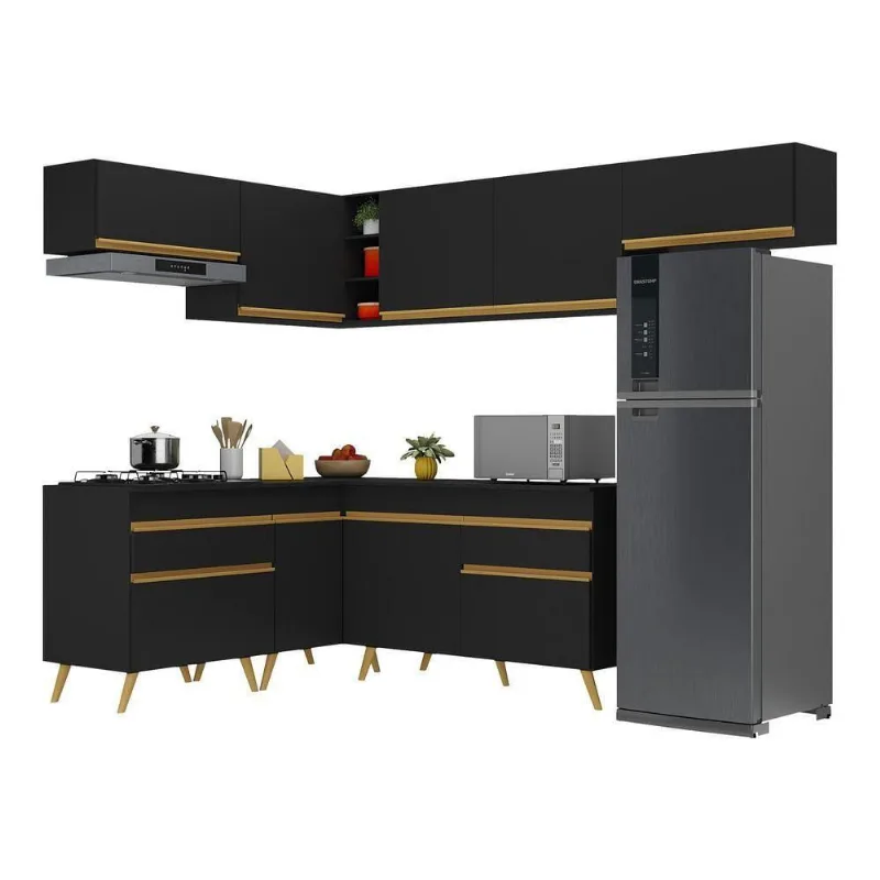 Armário De Cozinha Completa De Canto V269 Dourado