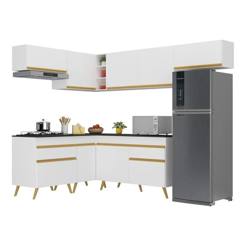 Armário de Cozinha Completa de Canto Veneza Multimóveis V2069 Branco