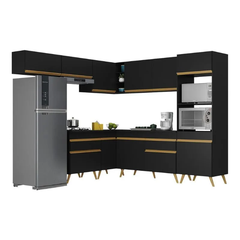 Armário De Cozinha Completa De Canto V2070 Dourado