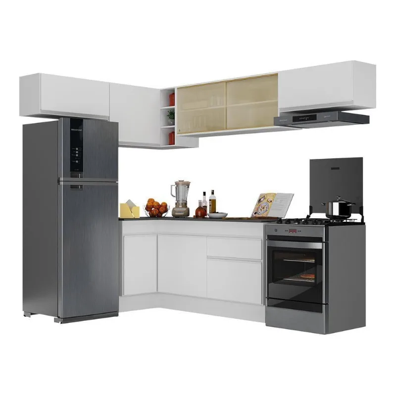 Armário De Cozinha Completa De Canto V2095 Branco