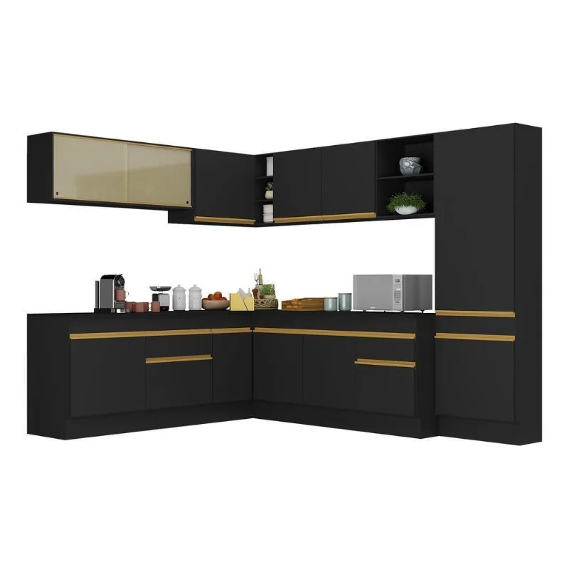 Armário De Cozinha Completa De Canto V2100 Dourado