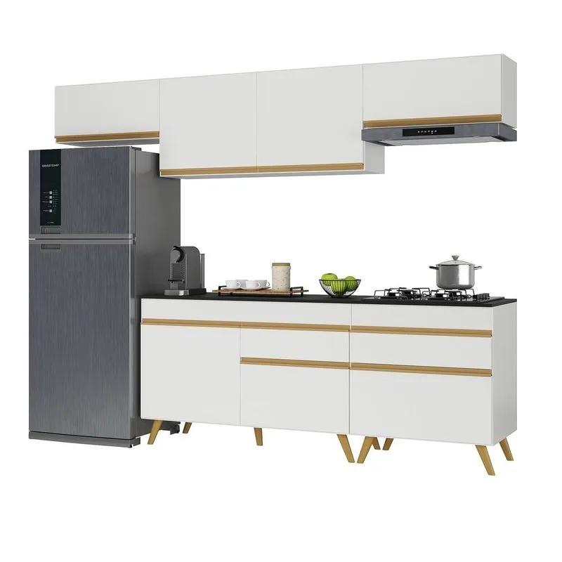 Armário de Cozinha Completa 260cm Veneza Multimóveis V3708 Branco
