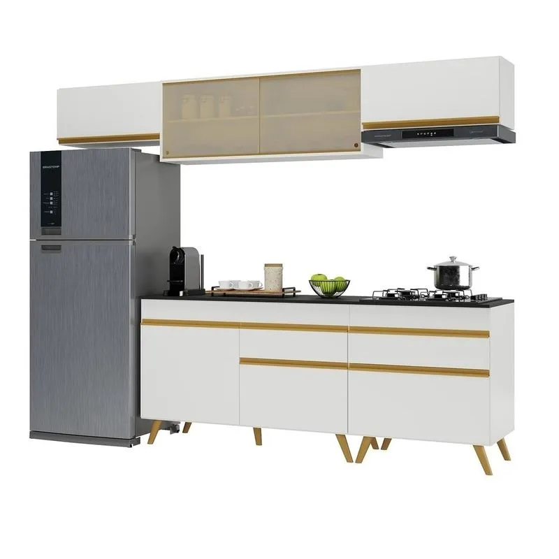 Armário de Cozinha Completa 260cm Veneza Multimóveis V3710 Branco