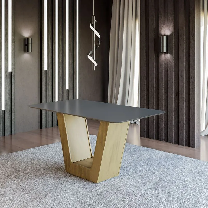 Mesa de Jantar 160cm Multimóveis CR50045 Carvalho/Cinza