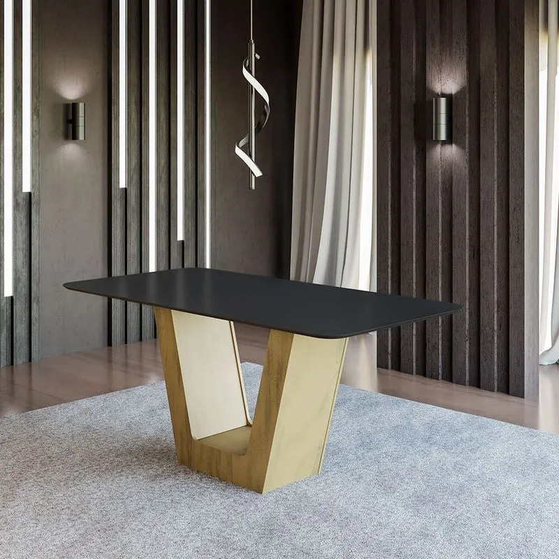 Mesa de Jantar 180cm Multimóveis CR50046 Carvalho/Preta