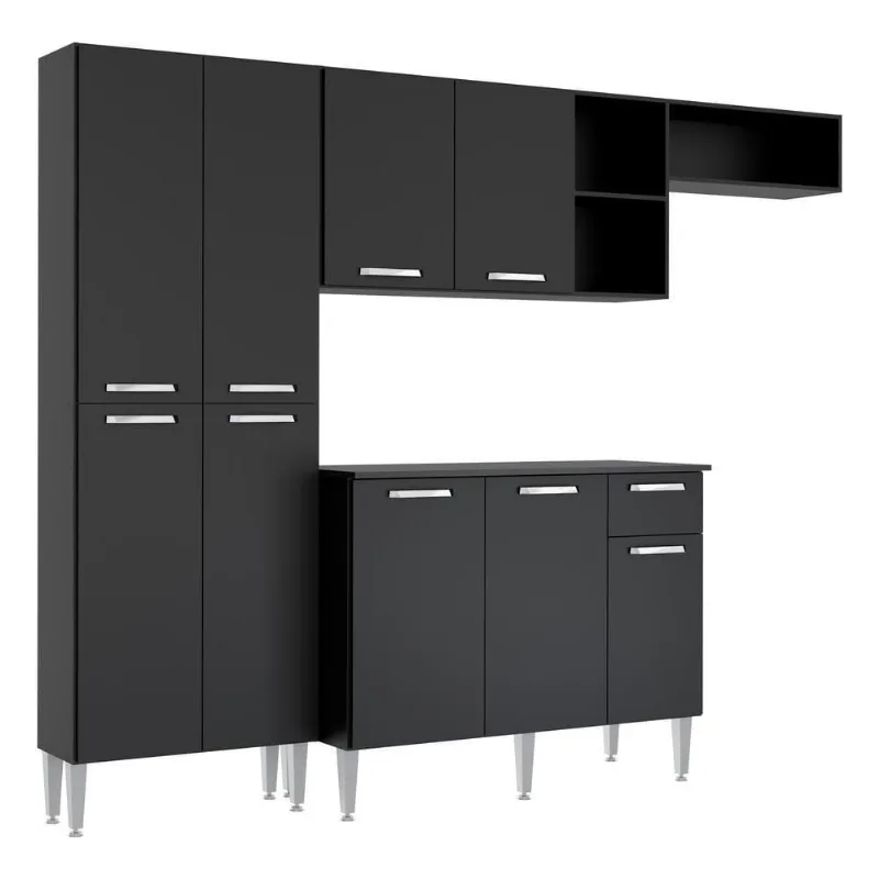 Armário De Cozinha Compacta Pequim Multimóveis V2933 Preto Preto