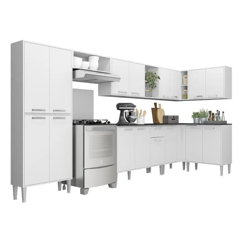Armário De Cozinha Completa 8 Peças Xangai Soul Multimóveis Branco Branco