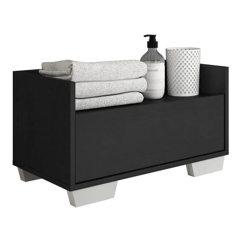 Gabinete Armário Banheiro 60cm Multimóveis V3625 Preto-branco