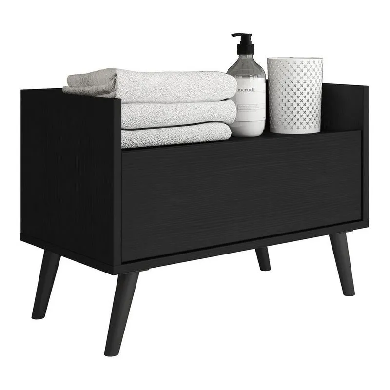 Gabinete Armário Banheiro 80cm Retrô Multimóveis V5000 Preto