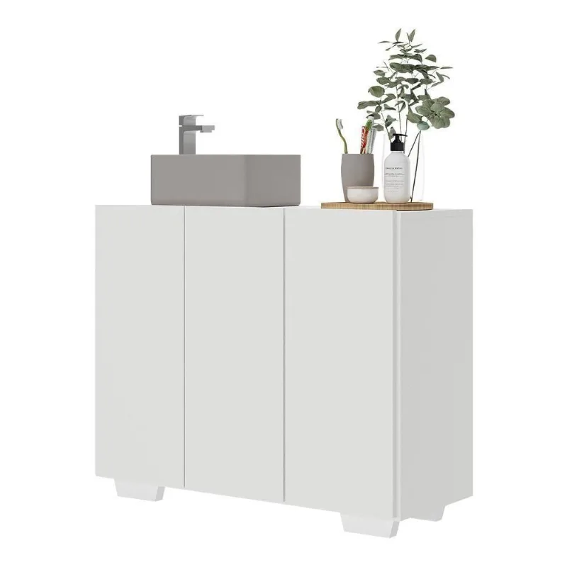 Gabinete Banheiro 3 Portas 90Cm Multimóveis V5031 Branco