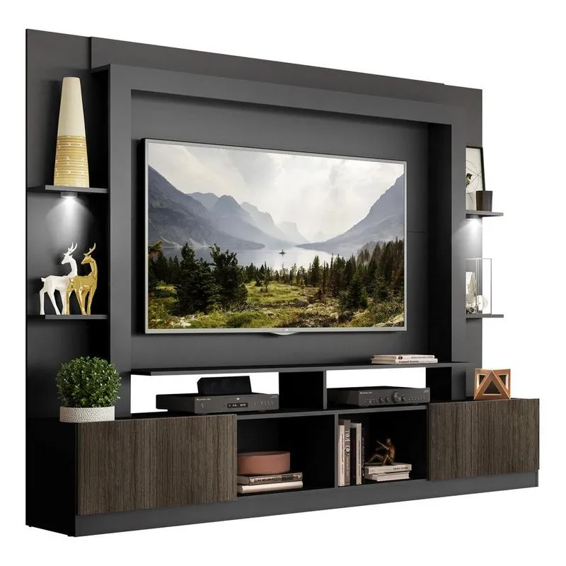 Estante TV 65" com Leds Berlim Multimóveis V3392 Preto/Tenerife