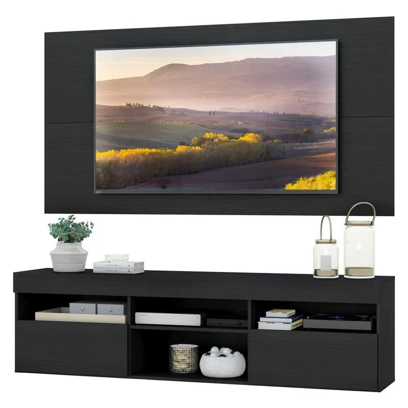 Rack com Painel TV 65" com 2 portas Londres Multimóveis V3334 Preto