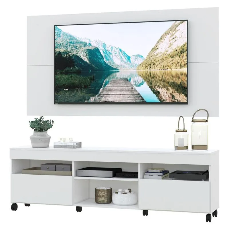 Rack com Painel TV 65" com Rodízios Londres Multimóveis V3335 Branco