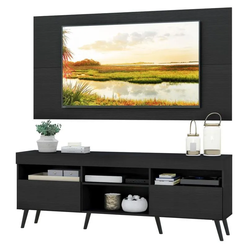 Rack com Painel TV 65" Retrô Londres Multimóveis V3337 Preto