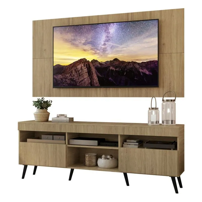 Rack com Painel TV 65" Retrô Londres Multimóveis V3337 Rustic/Preto