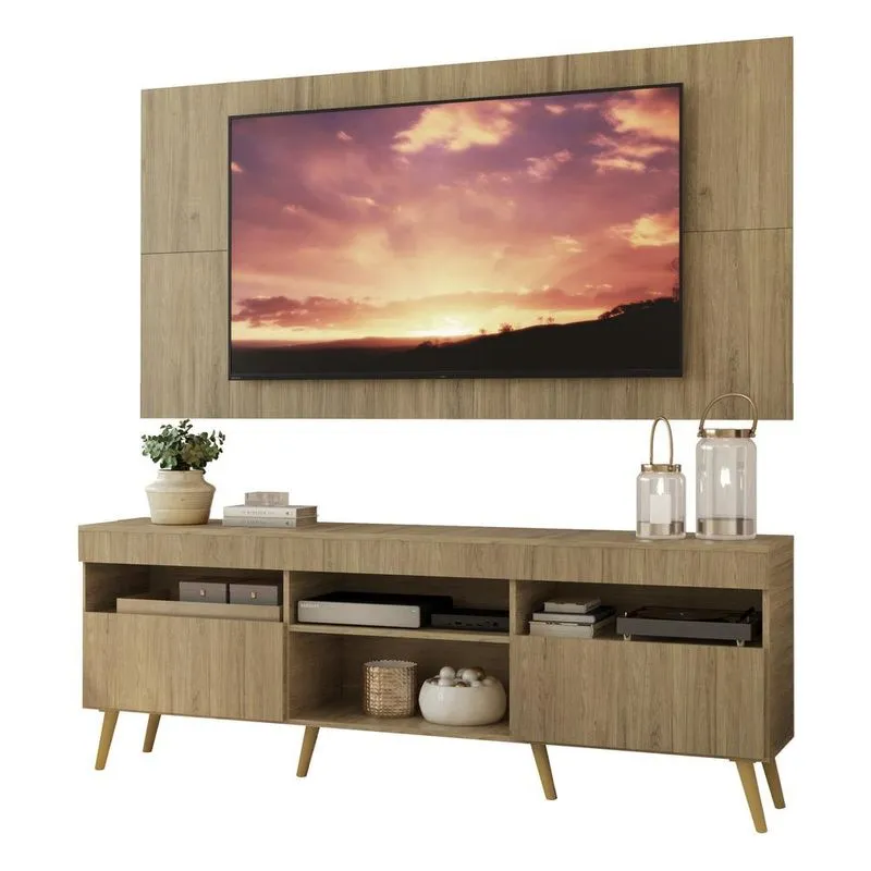 Rack com Painel TV 65" Retrô Londres Multimóveis V3337 Rustic/Natural