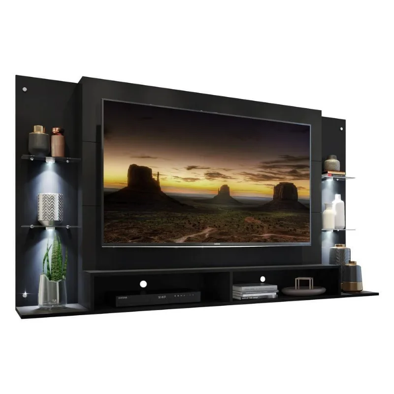 Painel Com Suporte 60" E 4 Leds Multimóveis V3678 Preto