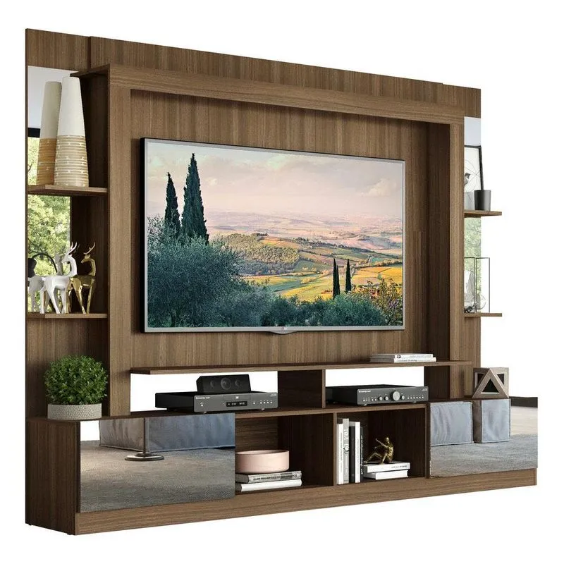 Estante com Suporte TV 65" e Espelho Oslo Multimóveis V3381 Madeirado/Tenerife