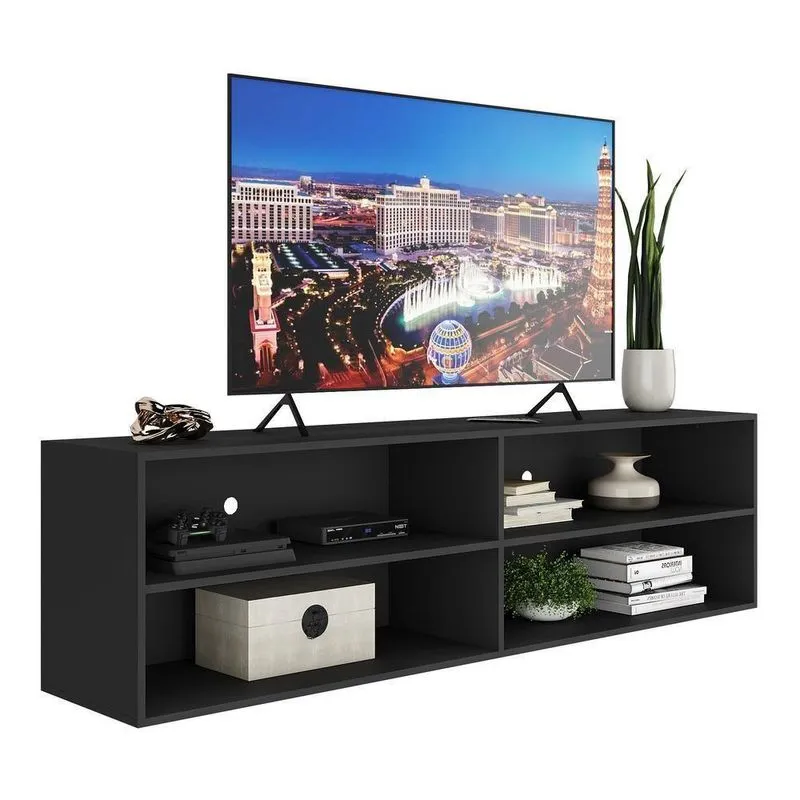 Rack Tv 75" Suspenso Jazz Multimóveis V1016 Preto Preto
