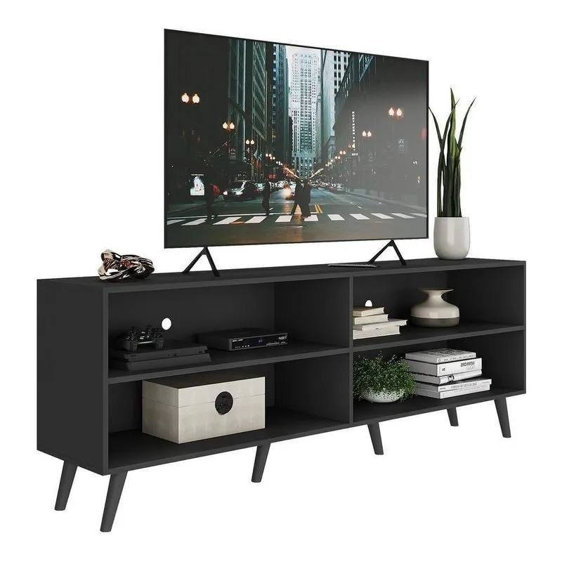 Rack Tv 75 Retrô Jazz Multimóveis V1017 Preto Preto