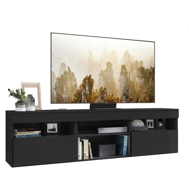 Rack Tv 65" Com 2 Portas Paris Multimóveis V3308 Preto Preto