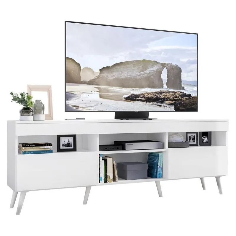 Rack Tv 65" Retrô 2 Portas Paris Multimóveis V3327 Branco Branco