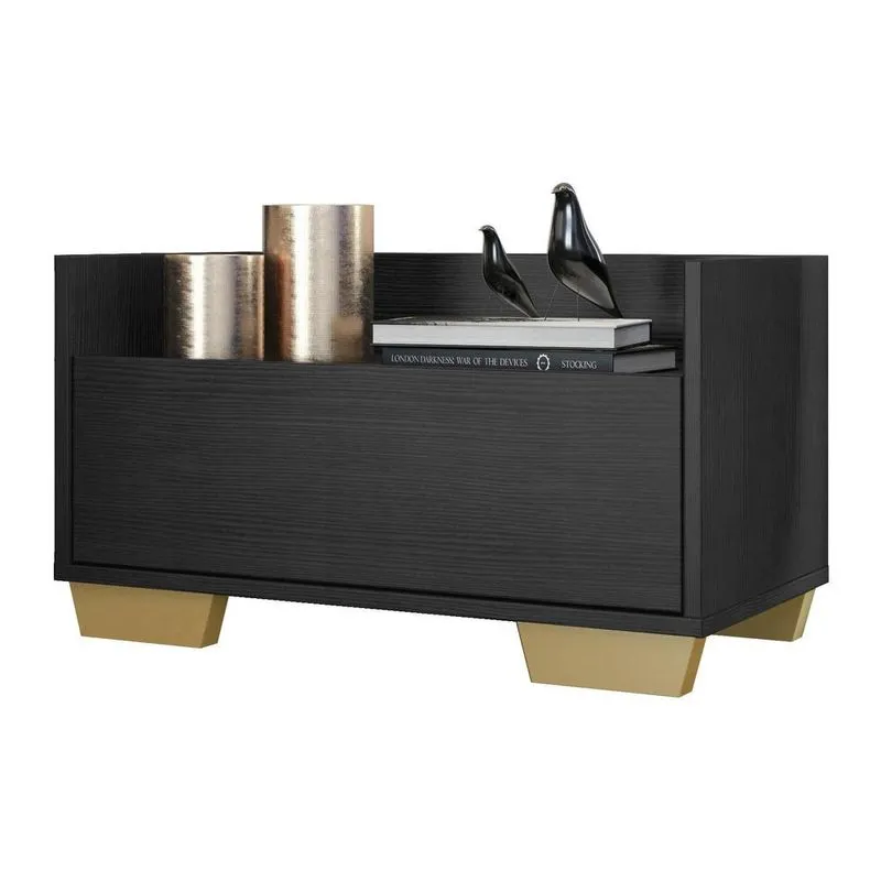 Mesa de Cabeceira 60cm Multimóveis V3628 Preto/Natural