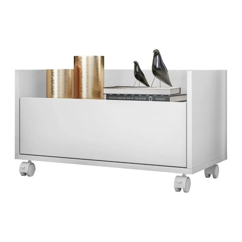 Mesa de Cabeceira 60cm com Rodízios Multimóveis V3629 Branco