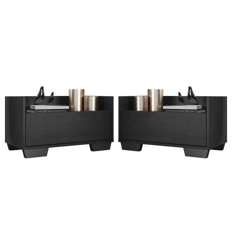 Kit com 2 Mesas de Cabeceira 60cm Multimóveis V3634 Preto