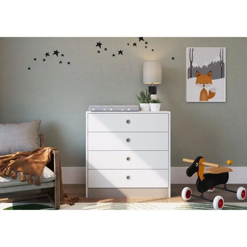 Cômoda Infantil com 4 Gavetas Multimóveis CR40100 Branca/Fumê