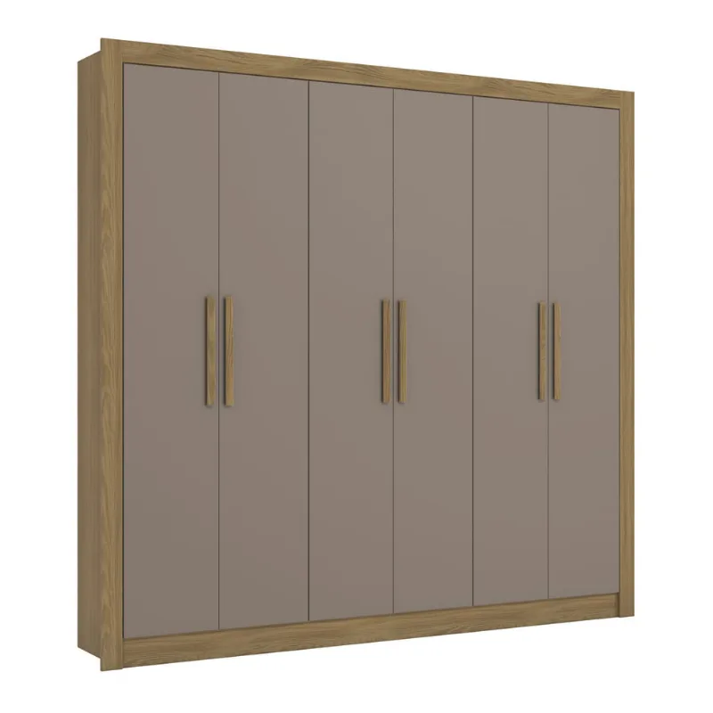 Guarda-Roupas Casal 6 Portas e 2 Gavetas Multimóveis CR35154 Nogueira/Fendi