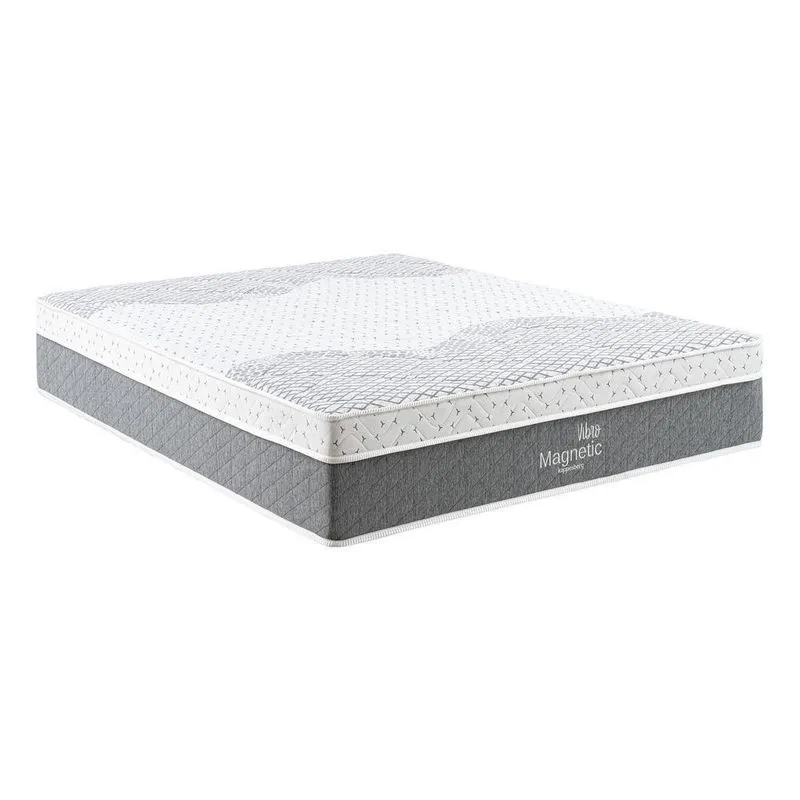 Colchão Casal Molas Ensacadas Vibro Magnetic Euro Pillow Kappesberg (138x188x33) Cr431a Branco/cinza Branco/cinza