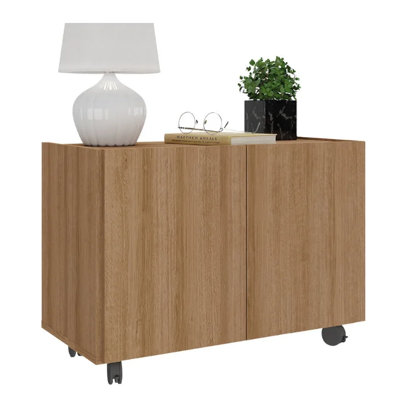 Mesa de Cabeceira com Rodízios 2 Portas Multimóveis MP4131 Rustic