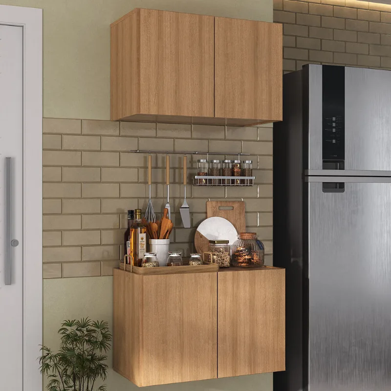 Kit Armário de Cozinha e Balcão 2 Portas Multimóveis MP2163 Rustic